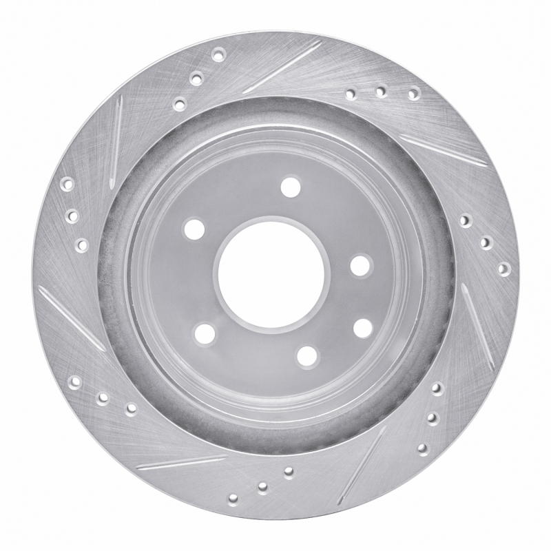 Infiniti M45 Brake Rotor (1) - Rear Right - R1 Concepts - Drilled & Slotted - Silver - `02-`06